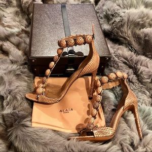 NIB Alaia Snakeskin Bombe Sandals w/ Spikes